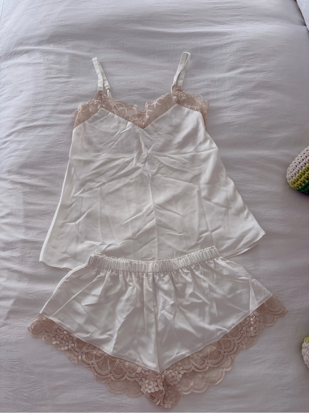 Flora Nikrooz Cream Cami & Shorts Set with Blush Lace Trim